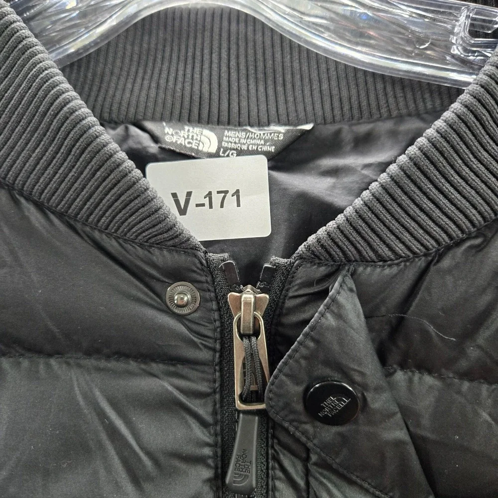 The North‎ Face Men Jacket Large Black Goose Down Puffer Bomber Quilted Full Zip
